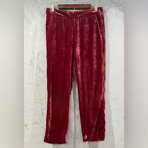 J.Crew Pull On Easy Pant Burgundy Velvet Pants Size 8 Wide Leg